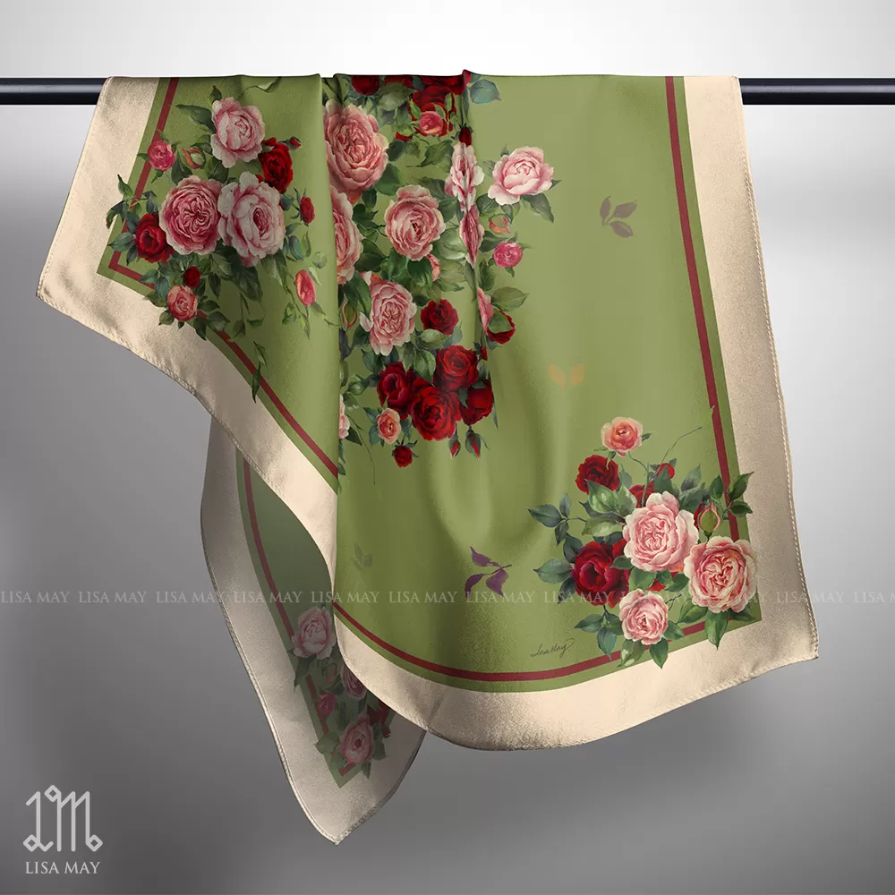 Khăn lụa hoa hồng 