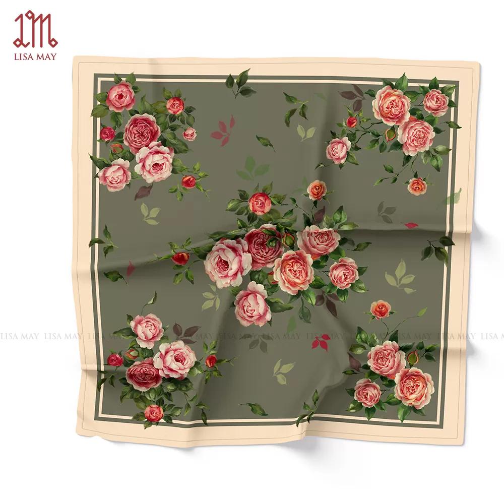 Khăn lụa hoa hồng 