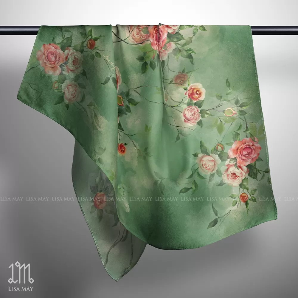 Khăn lụa hoa hồng 