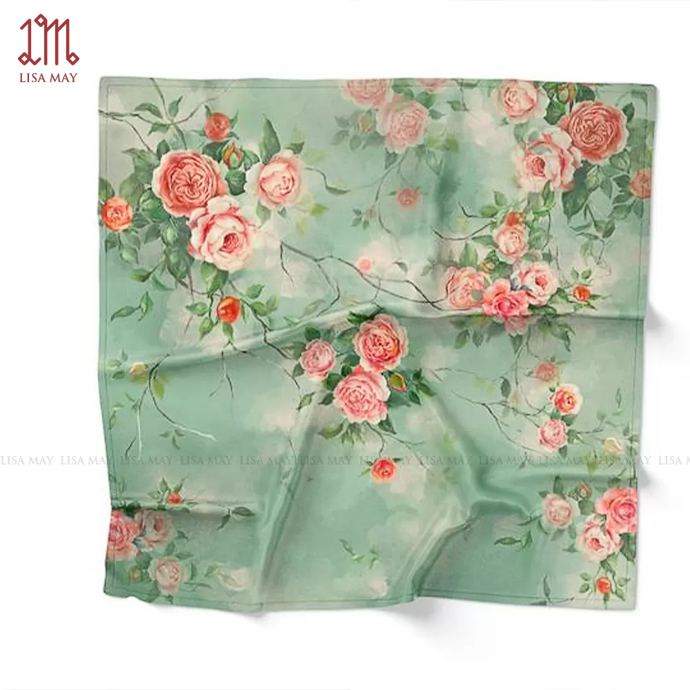 Khăn lụa hoa hồng 