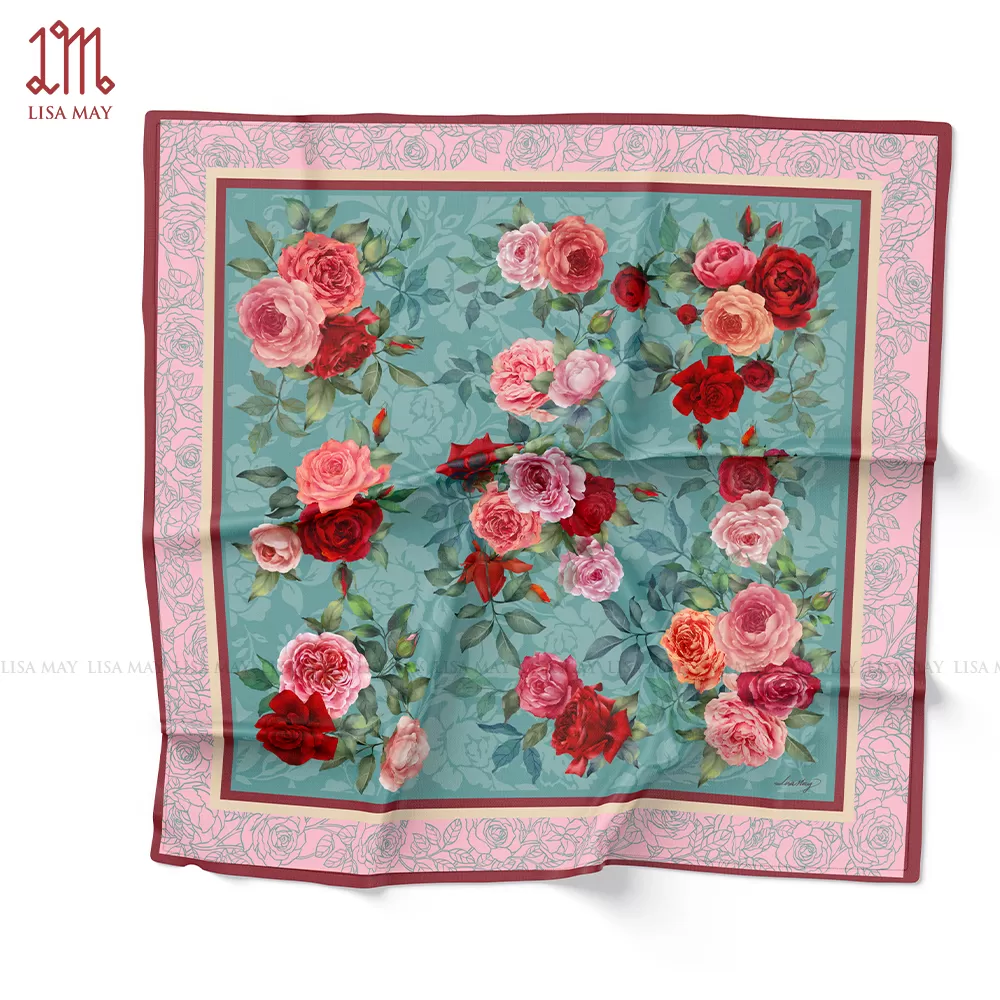 Khăn lụa hoa hồng 