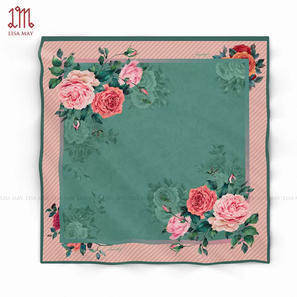 Khăn lụa hoa hồng 