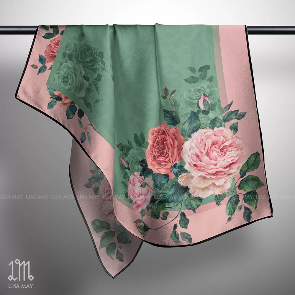 Khăn lụa hoa hồng 