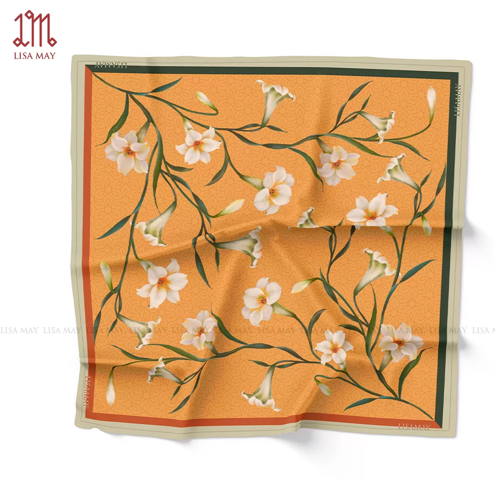 Khăn lụa hoa loa kèn 