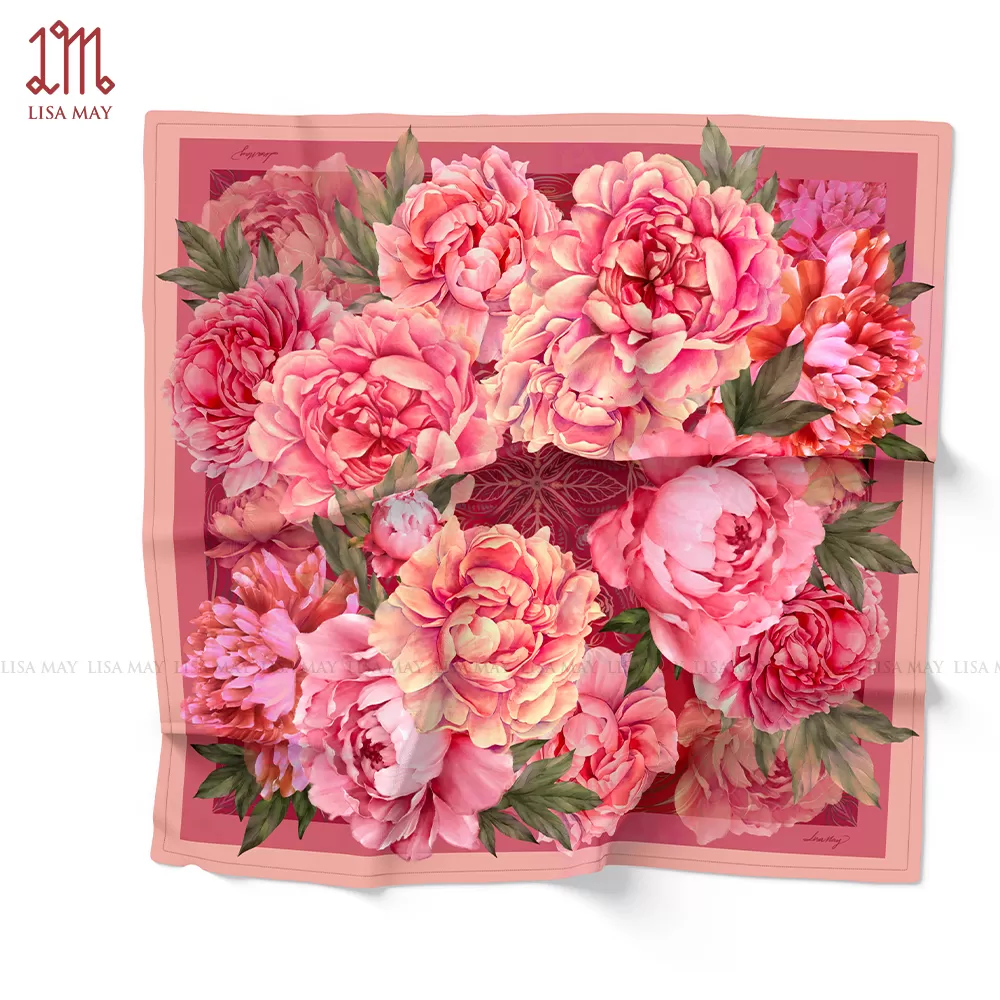 Khăn lụa hoa mẫu đơn (DKV-MD1)