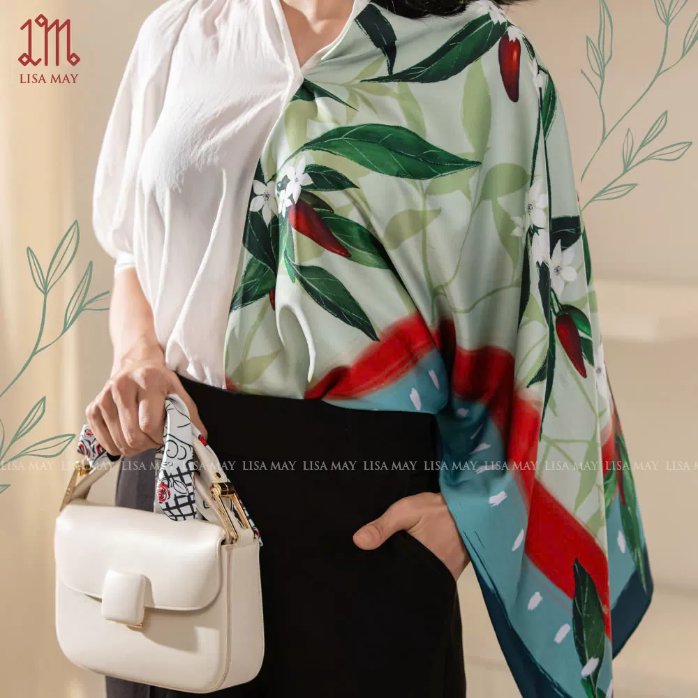 Khăn lụa hoa ớt (DKV-O1)