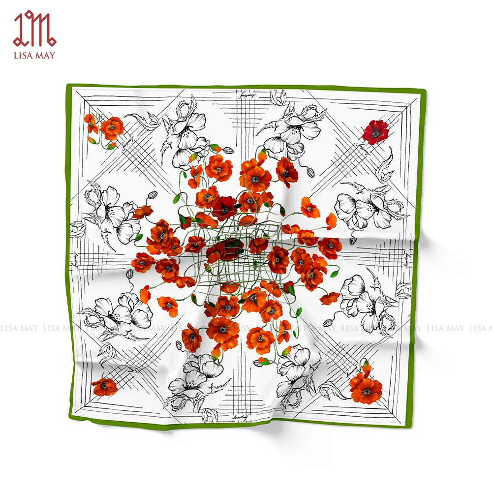 Khăn lụa hoa poppy 