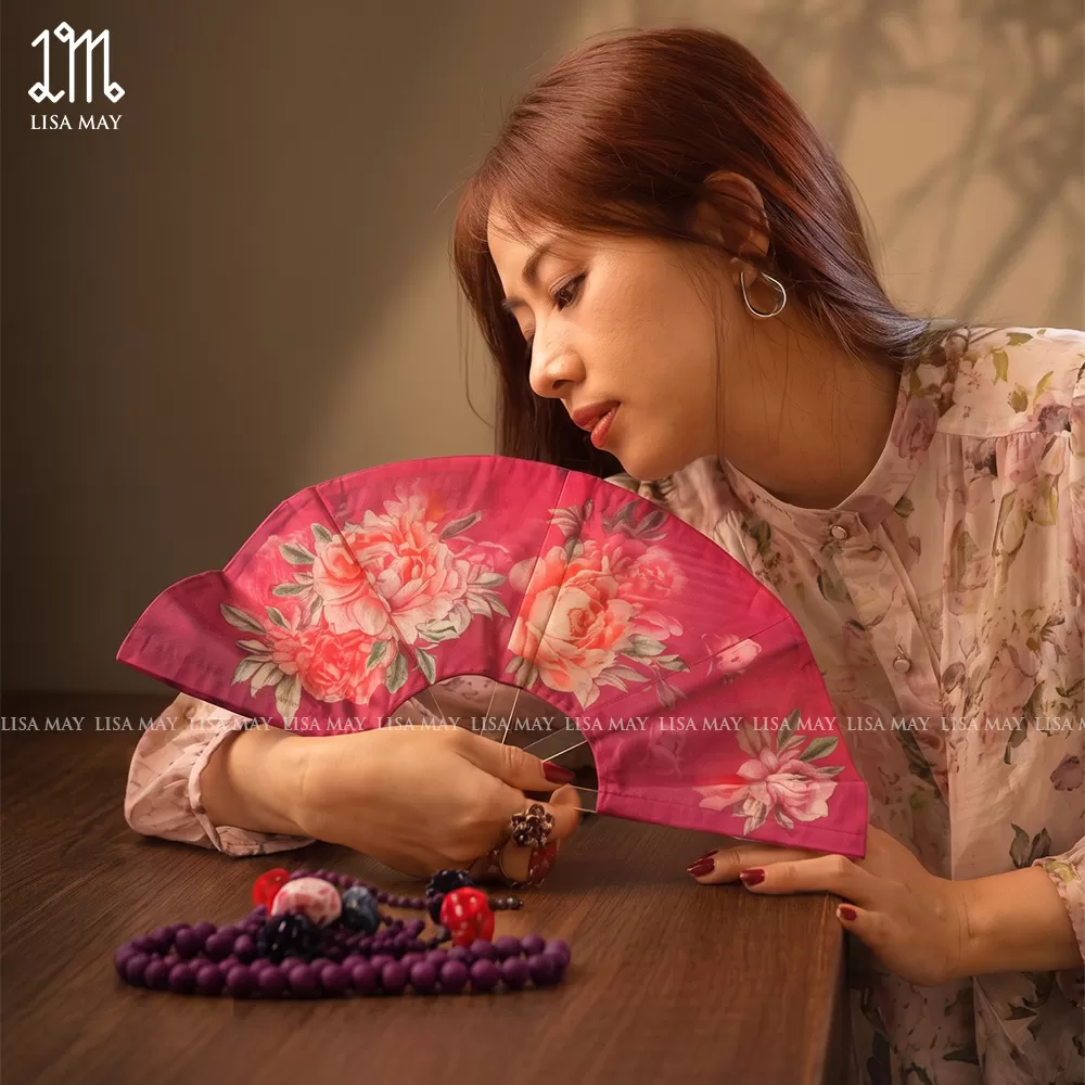 Quạt lụa Élan Hoa Mẫu Đơn