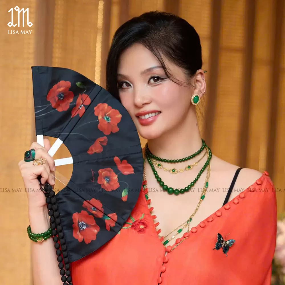 Quạt lụa Élan Hoa Poppy