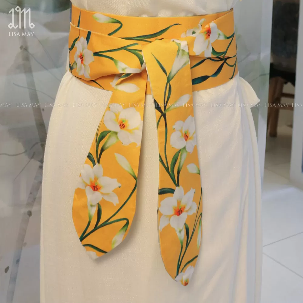 Thắt lưng Obi thiết kế họa tiết hoa loa kèn (DTL-LK)