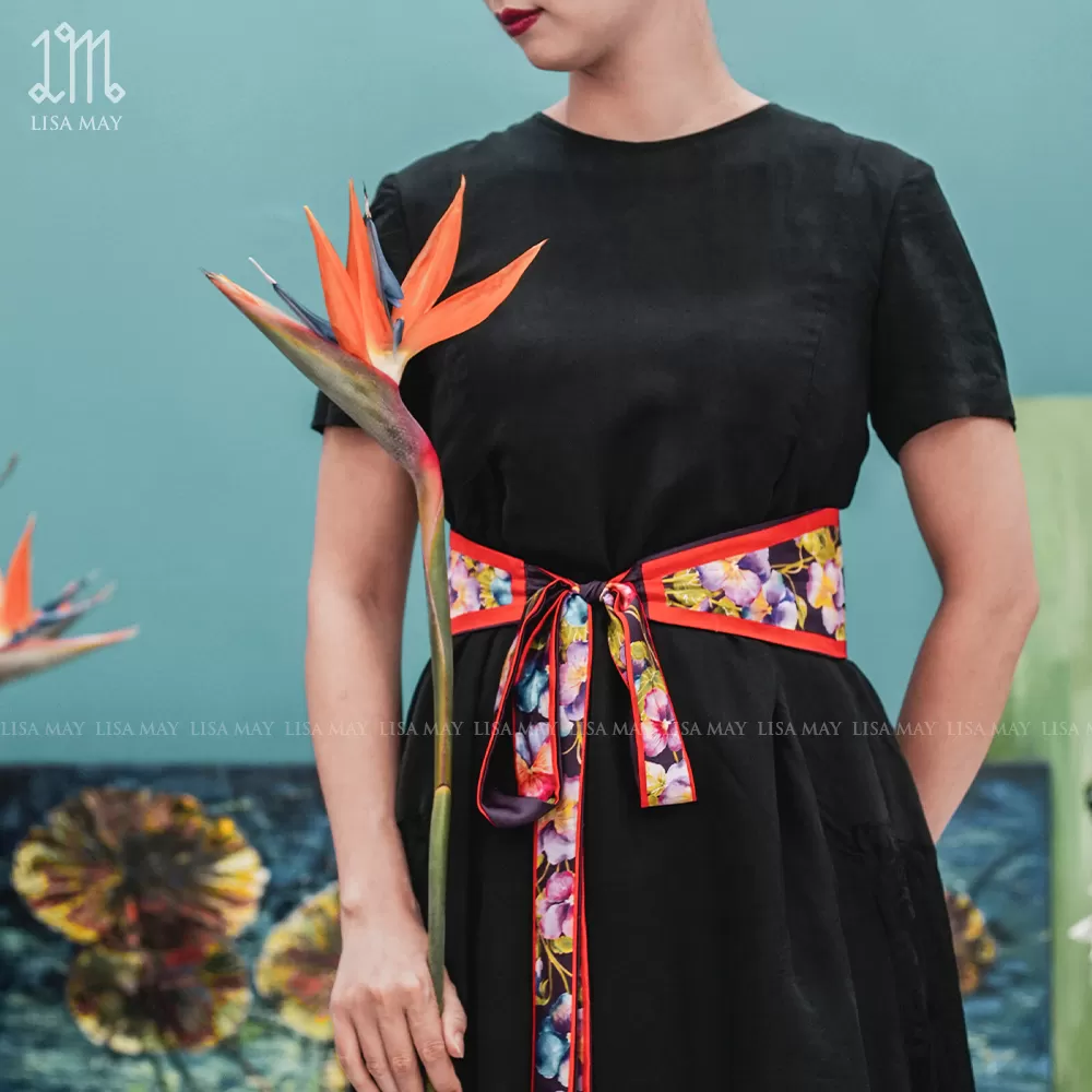 Thắt lưng Obi thiết kế họa tiết hoa pansy (DTL-P)