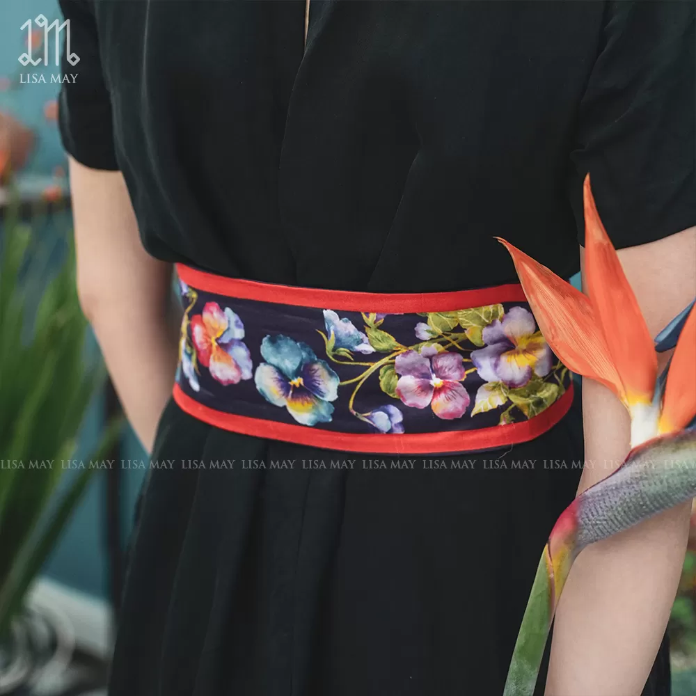 Thắt lưng Obi thiết kế họa tiết hoa pansy (DTL-P)