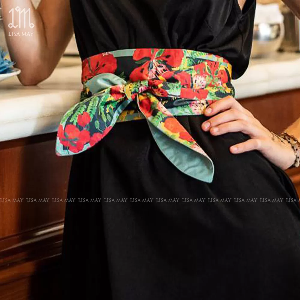 Thắt lưng Obi thiết kế họa tiết hoa phượng (DTL-HP01)