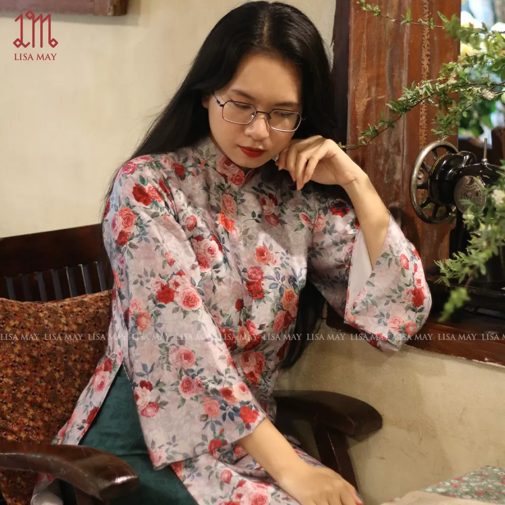 Vải Áo dài - Méli Roses 01 (DVA-HH01)